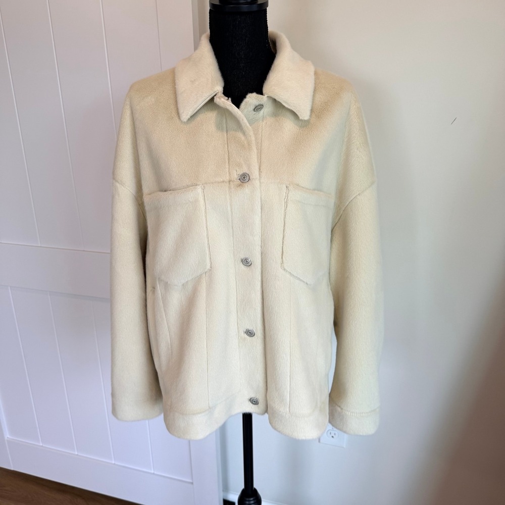 We The Free Free People Cozy Opal Swing Jacket Faux Fur Cream OB1913352 M